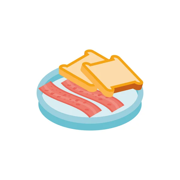 Isolated breads and bacon vector design — Stock Vector