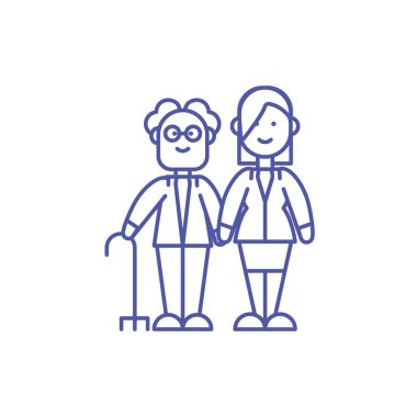 Büyükbaba ve kız vektör tasarımı