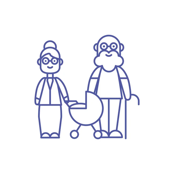 Abuelo abuela y bebé vector de diseño — Vector de stock