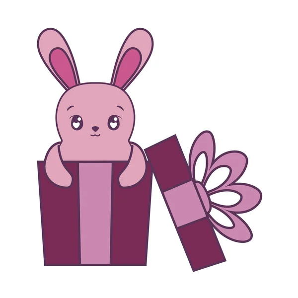 Mignon lapin dessin animé intérieur cadeau vectoriel design — Image vectorielle