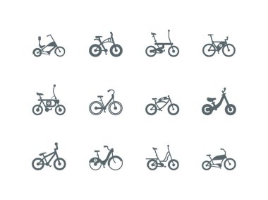 İzole edilmiş siluetler bisiklet simgeleri set vektör tasarımı