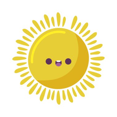 kawaii güneş çizgi film vektör tasarımı