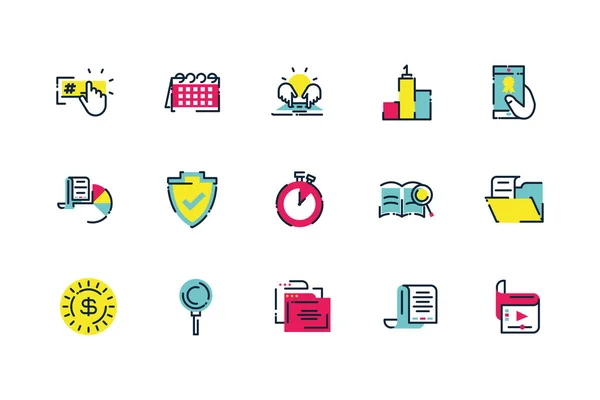 Diseño de vector de conjunto de iconos de marketing digital aislado — Vector de stock