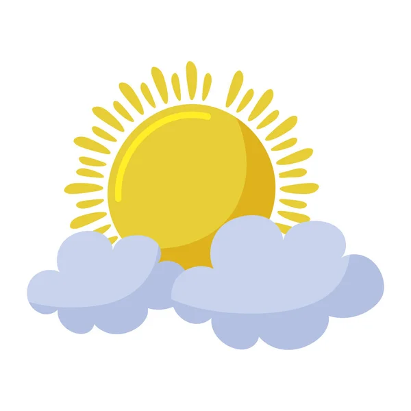 Απομονωμένος καλοκαιρινός ήλιος και σύννεφα διανυσματικός σχεδιασμός — Διανυσματικό Αρχείο