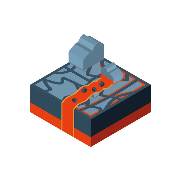 Lave volcanique isométrique isolée et conception vectorielle en pierre — Image vectorielle