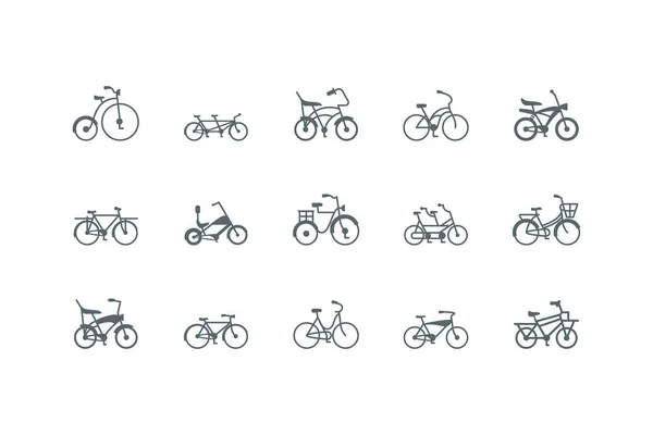 Isolated silhouettes bikes icon set vector design — ストックベクタ