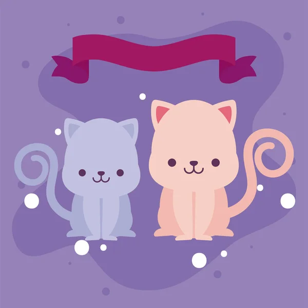 Mignons chats dessins animés vectoriel design — Image vectorielle