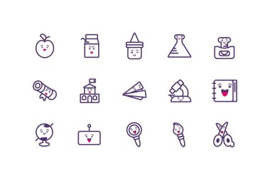 Kawaii okul simgesi çizgi film vektör tasarımı