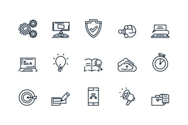 İzole edilmiş dijital pazarlama simgesi set vektör tasarımı