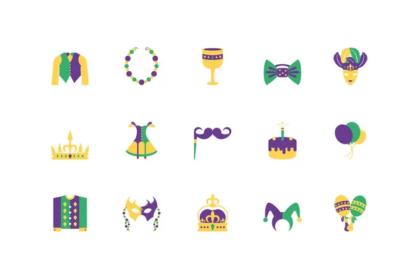 Isoliert mardi gras icon set vektordesign — Stockvektor