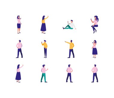 İzole edilmiş insanlar avatarlar vektör tasarımını ayarlar