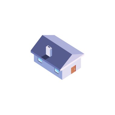 Pencereleri ve kapı vektör tasarımlı izometrik beyaz ev