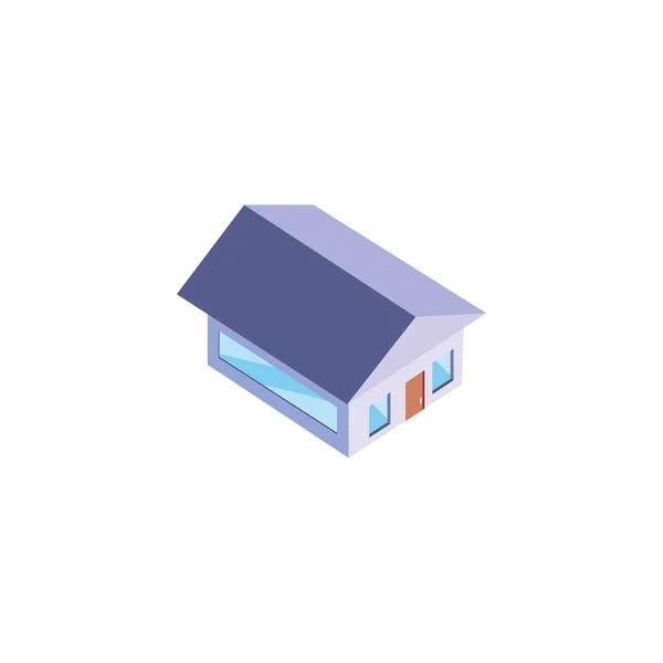 Geïsoleerde isometrische witte huis met ramen en deur vector ontwerp — Stockvector