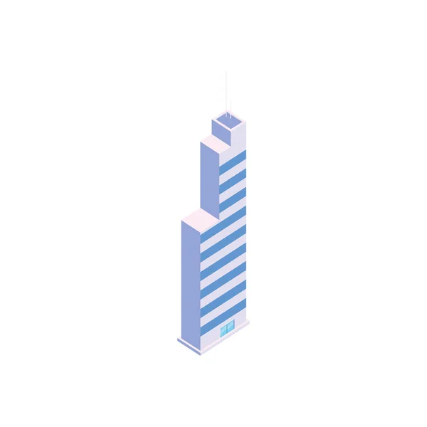Isolerad isometrisk vit stadsbyggnad vektor design — Stock vektor