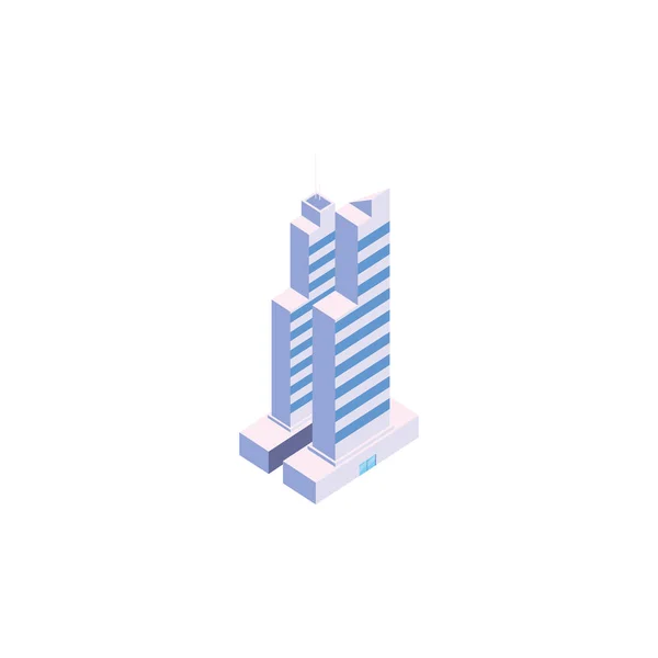 Diseño isométrico aislado del vector del edificio de la ciudad blanca — Vector de stock