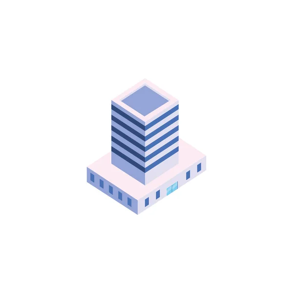Izolált izometrikus fehér városi épület vektor tervezés — Stock Vector