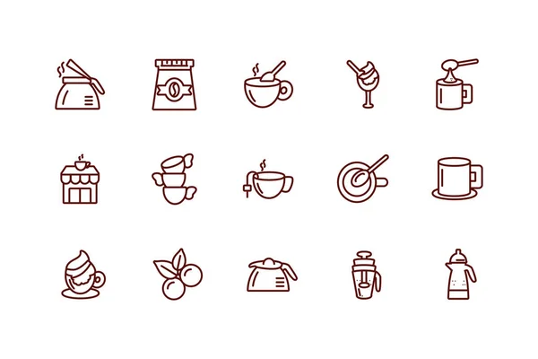 孤立咖啡图标集矢量设计 — 图库矢量图片