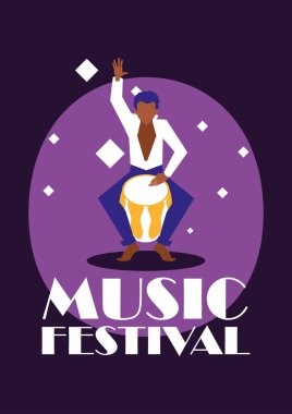 Musician man with drum vector design