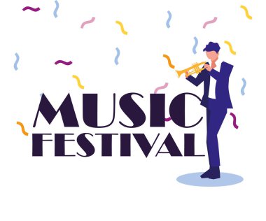 Trompet vektör tasarımlı müzisyen.