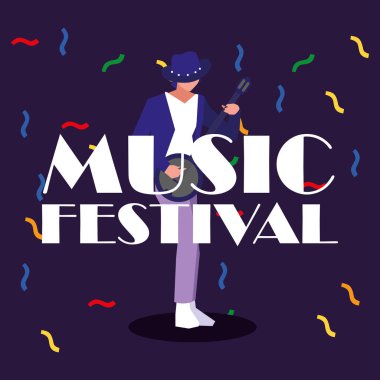 Gitar vektör tasarımlı müzisyen.