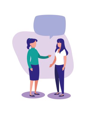 İletişim kabarcığı tasarımı olan kadınlar