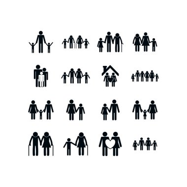 Bir grup anne baba, çocuklar ve büyük anne vektör tasarımı.