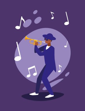 Trompet vektör tasarımlı müzisyen.