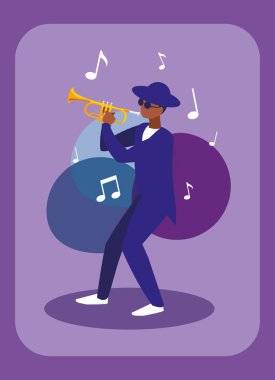 Trompet vektör tasarımlı müzisyen.