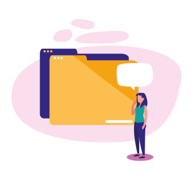 Dosya ve balon vektör tasarımlı kadın