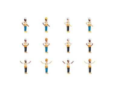 Sarı ve beyaz kasklı izole müteahhitler vektör dizaynı