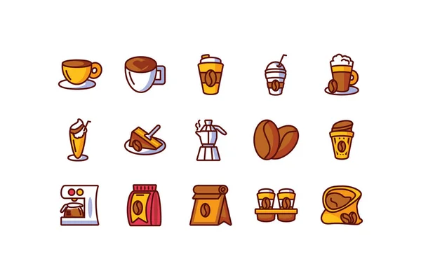 Изолированный векторный дизайн кофейных иконок — стоковый вектор