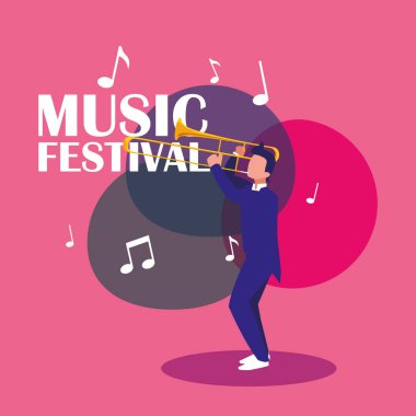 Trompet vektör tasarımlı müzisyen.