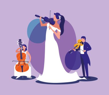 Musicians with instruments vector design