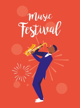Musician man with saxophone vector design