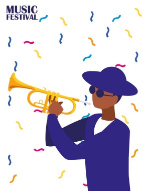 Trompet vektör tasarımlı müzisyen.