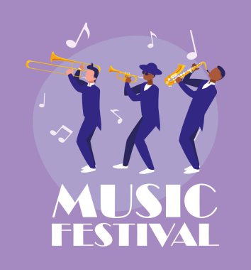 Musicians with instruments vector design