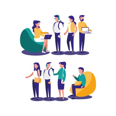 Dizüstü bilgisayar vektör tasarımlı insanlar