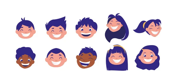Isolated set of boys and girls avatars vector design — Stock Vector