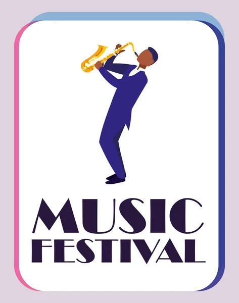 Musicien homme avec design vectoriel saxophone — Image vectorielle