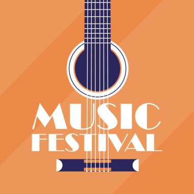 Müzik festivali vektör tasarımının gitarı