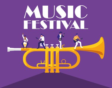 Trumpet instrument and musicians vector design