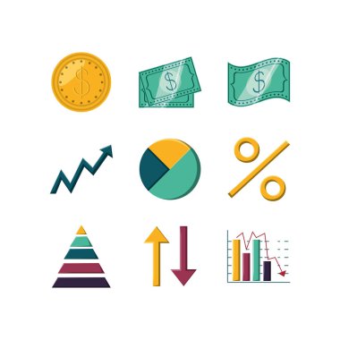 Isolated money and infographic icon set vector design