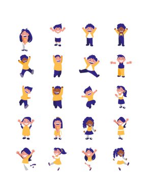 İzole edilmiş erkek ve kız avatarları vektör tasarımı