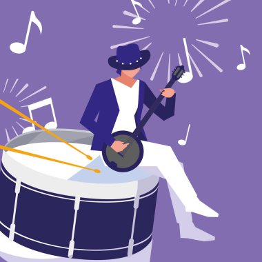 Musician man with drum vector design