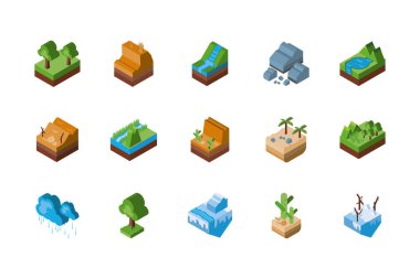 İzole edilmiş izometrik doğa ikonu vektör dizaynı