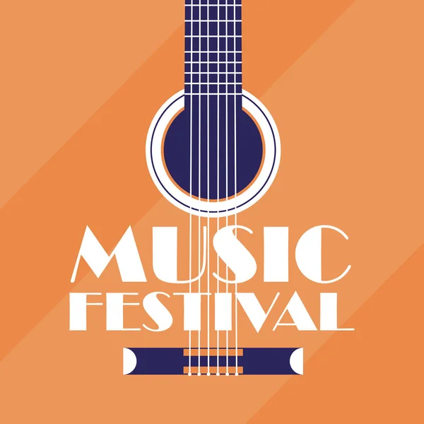 Guitarra de diseño vectorial festival de música — Vector de stock