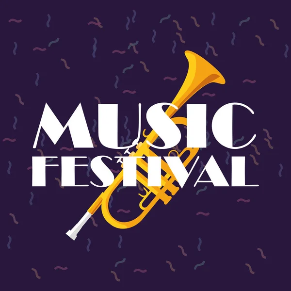 Trompette du festival de musique design vectoriel — Image vectorielle