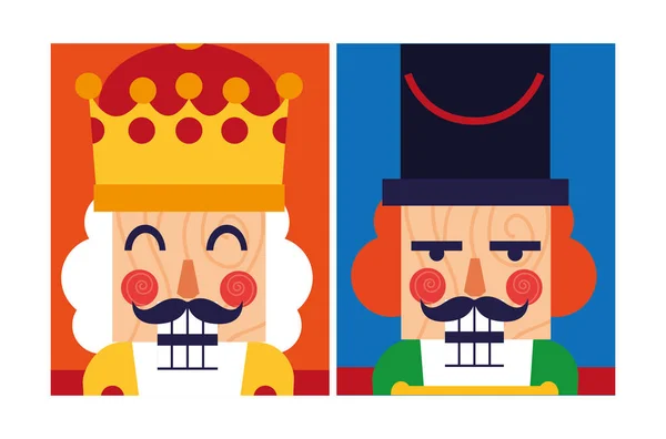 Feliz Navidad nutcrackers vector de diseño — Archivo Imágenes Vectoriales