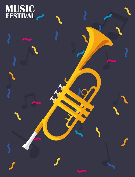 Trompette du festival de musique design vectoriel — Image vectorielle