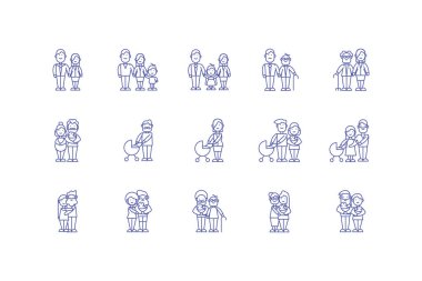 Isolated family cartoons icon set vector design